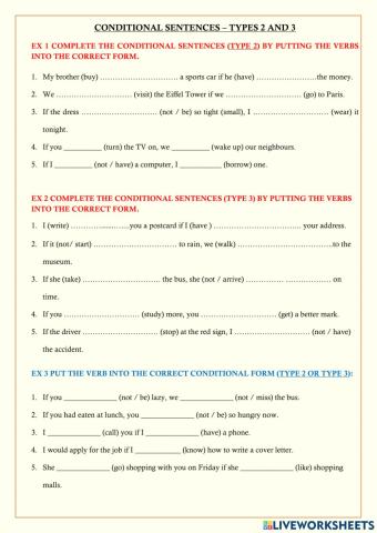 Second and third conditional sentences + wishes -option 2