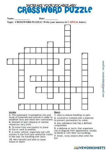 Spelling-CROSSWORD PUZZLE