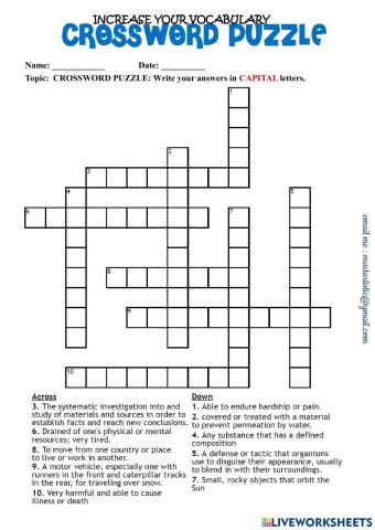 Spelling-CROSSWORD PUZZLE