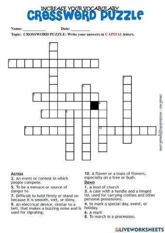 Spelling-CROSSWORD PUZZLE