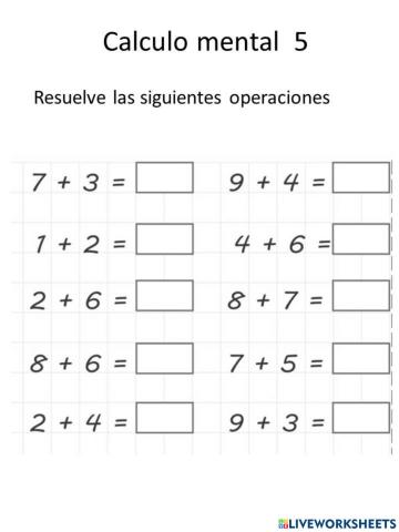 Calculo mental 5