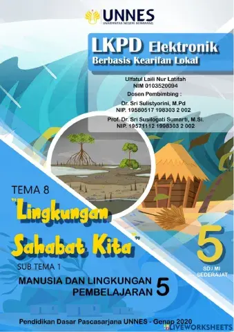 Pretetst LKPD Elektronik Berbasis Kearifan Lokal Kelas 5 Tema 8 Sub Tema 1 Pembelajaran 5