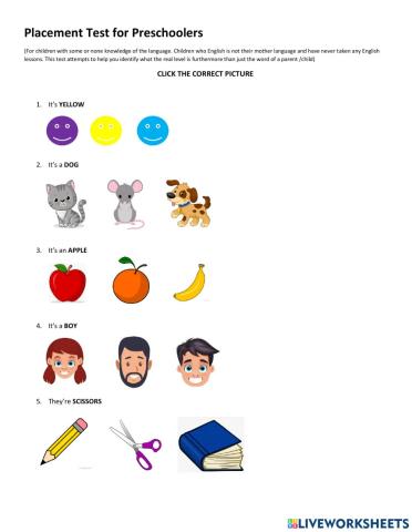 Placement Test for Preschoolers