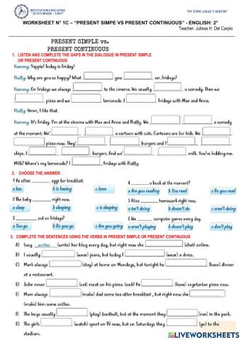 Present Simle vs Present Continuous