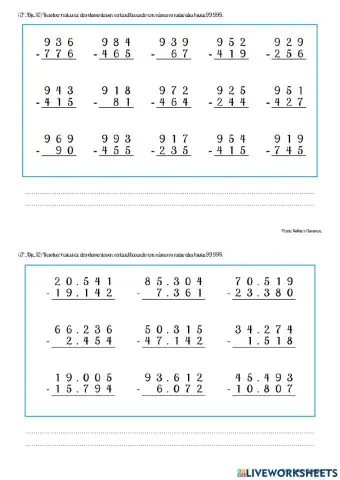 Restas de numeros naturales
