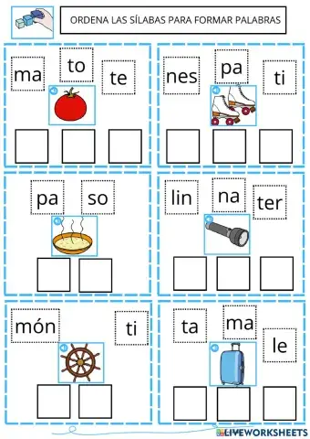 Ordena las sílabas para formar palabras