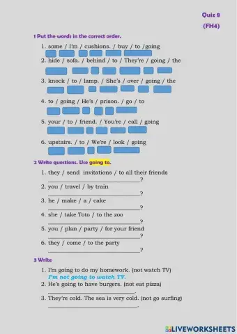 To be going to (quiz 8 FH4)