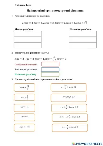 Найпростіші тригонометричні рівняння