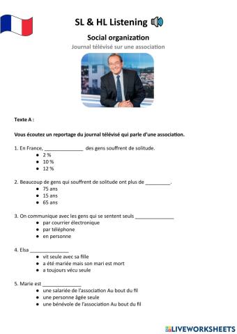 SL & HL Listening - Social organization - journal télé & association