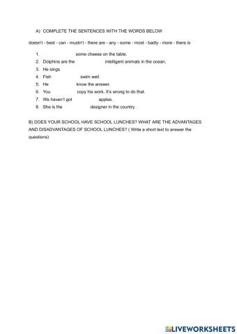 Repaso módulo 4 Inglés 1º ESO