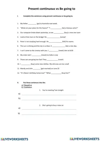 EF Pre Int U3A-3B Extra - Pres Cont vs Be going to