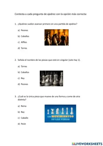 Cuestionario Ajedrez Principiante