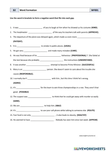 Sentences Negative Forms