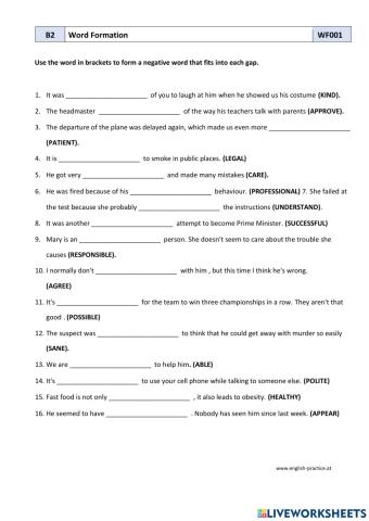 Sentences Negative Forms