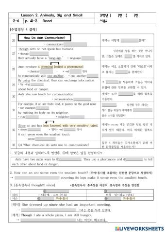 3학년 2과 41쪽 Ants Communication