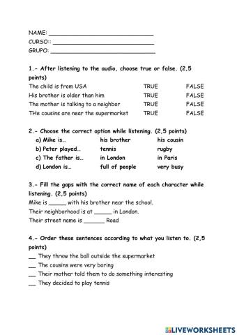 Listening text exercises