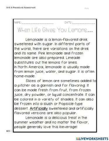 Lemonade assessment