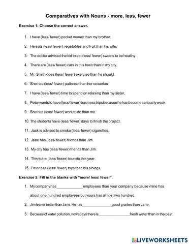 Comparatives with Nouns - more, less, fewer