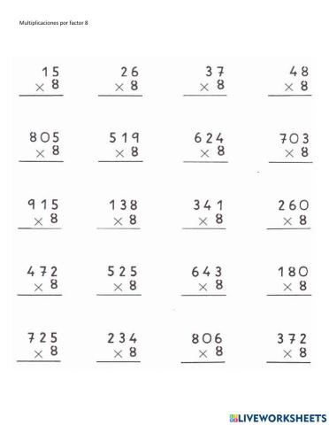 Multiplicaciones por 8