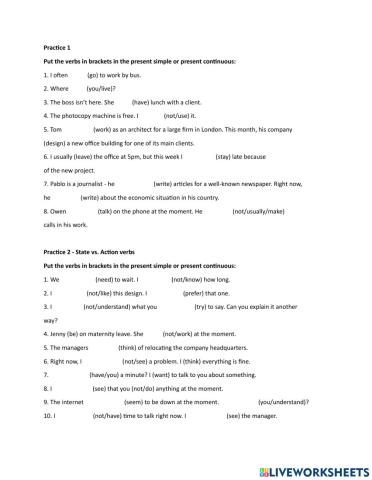Present vs Past tenses