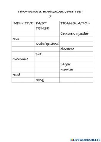 Irregular verb test 7