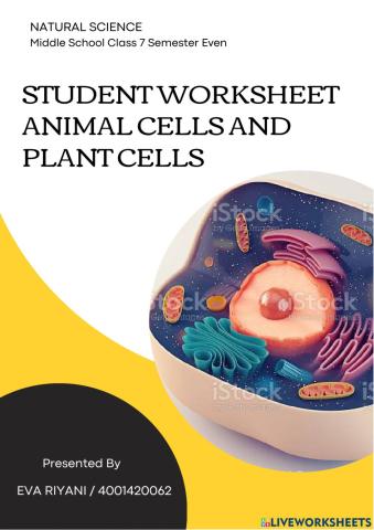 Student worksheet animal cells and plant cells