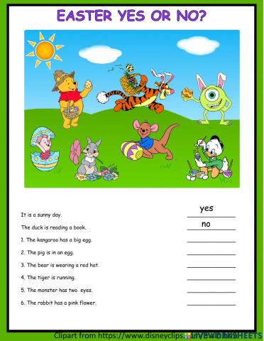 Easter Yes or No Easy Reader