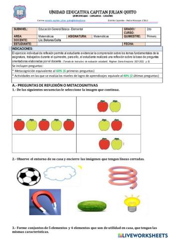 Matemáticas segundo año Q1