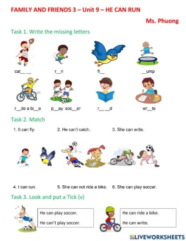 Family 3 - unit 9 - He can run