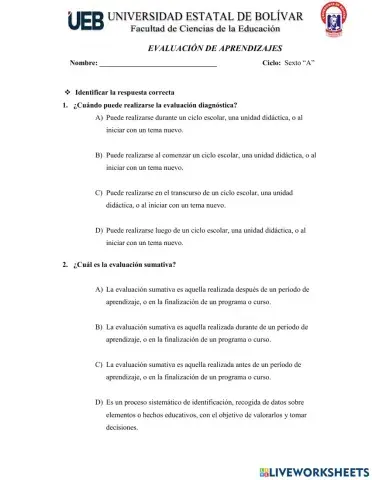 Evaluación de aprendizajes