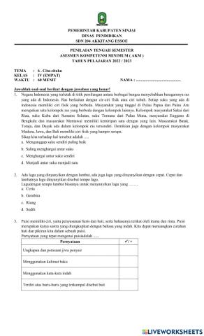 PTS GENAP TEMA 6 KELAS 4 tahun 2023