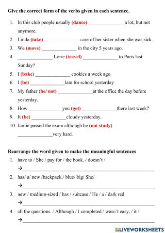 Lớp 7 - Anh văn - Ôn thi giữa HK II