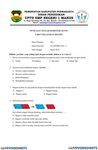 Pts ipa kelas 9 semester genap