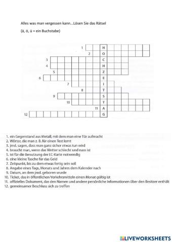 C1-10.1-Alles was man vergessen kann-Kreuzworträtsel