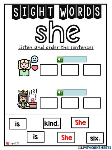 Sight Words - She