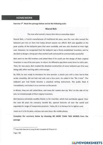 Unit 3: reading - summary completion