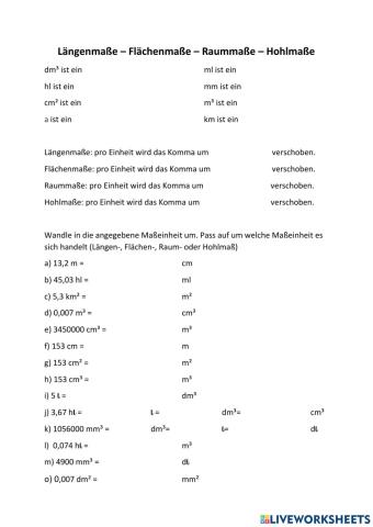 Längen-Flächen-Raummaße