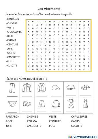 Les Vètements vocabulaire