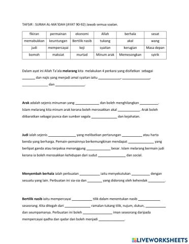 Tafsir: surah al-ma'idah ayat 90-91