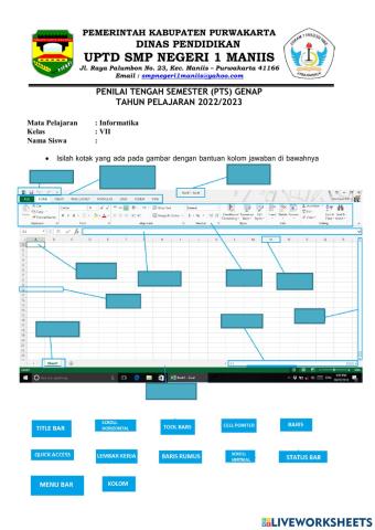 Bagian-bagian dari Microsoft Excel