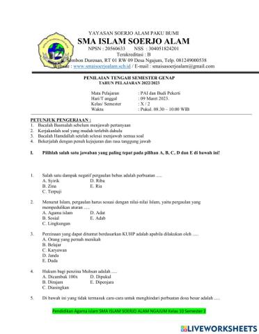 Penilaian tengah semester genap