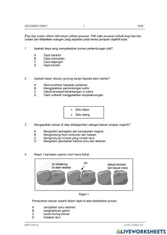 Soalan Percubaan geografi spm