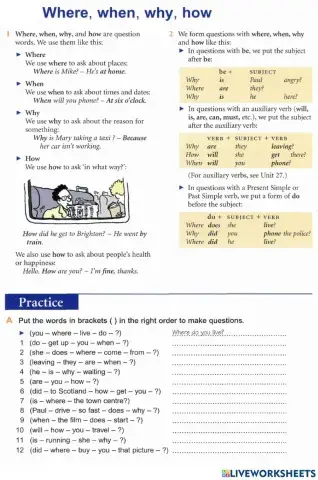Basic Grammar-30 Special questions 1 (Where, When, Why, How)