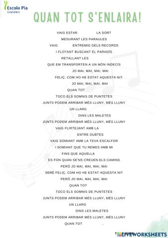 Quan tot s'enlaira (dictat de paraules)