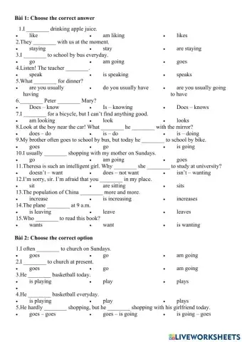 Present and present continuous