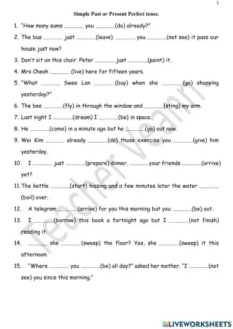 Simple Past Tense & Present Perfect Tense