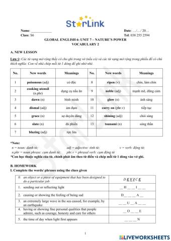 Foreign Teacher-S6-WEEK 27-U7-VOCAB 2