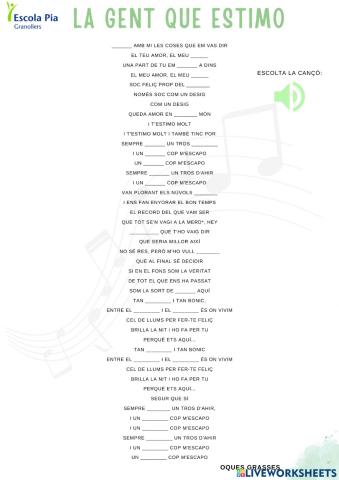 La gent que estimo (dictat paraules)