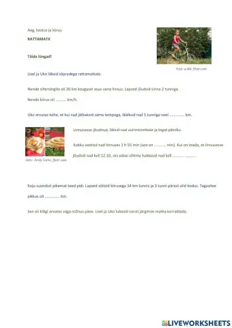 Aeg, kestus, kiirus, 4. klass