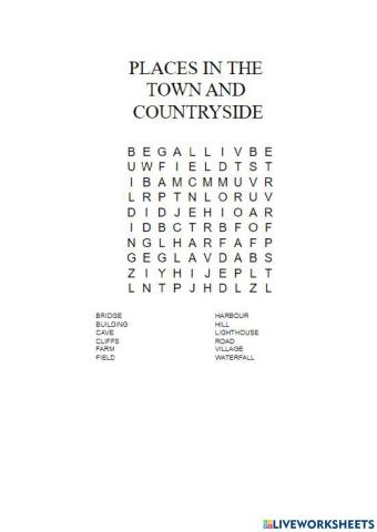 Places in the town and countryside
